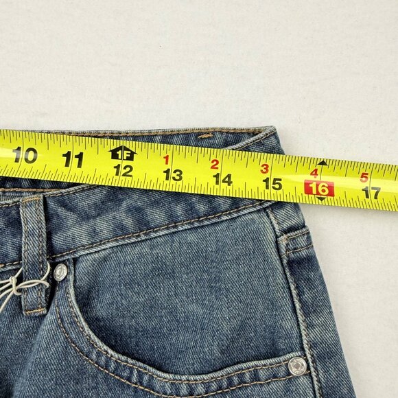 Cali 1850 Women's Wide-Leg Raw Hem Grommet Blue Denim Jeans Size 7/28 NWT - Picture 8 of 11